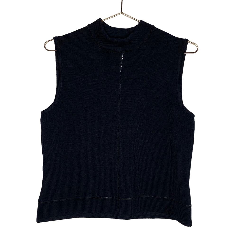 St John Sport‎ Womens Medium Black Sweater Shell Mock Neck Bling Mock Neck